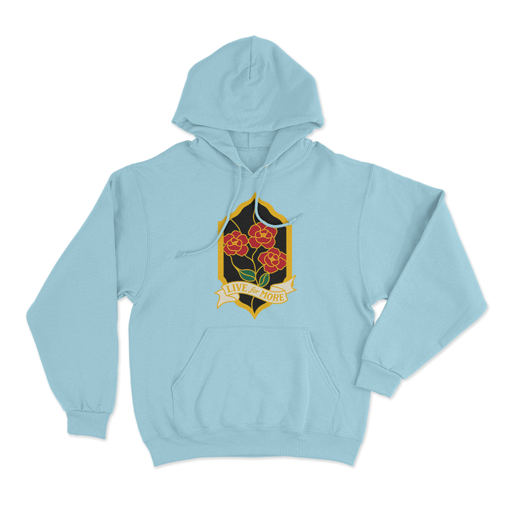 Red Rising Live For More Crest Unisex Hoodie Sky Blue Red Rising Live For More Crest Unisex Hoodie Sky Blue